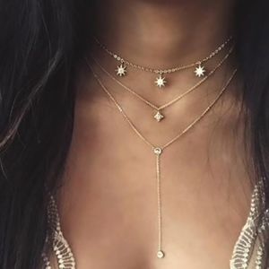 Multilayer Star Rhinestone Choker Necklace